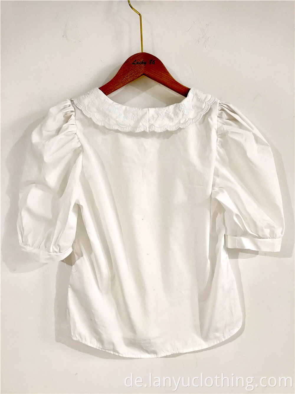 Thin French Hubble-Bubble Sleeve V-Neck Shirt